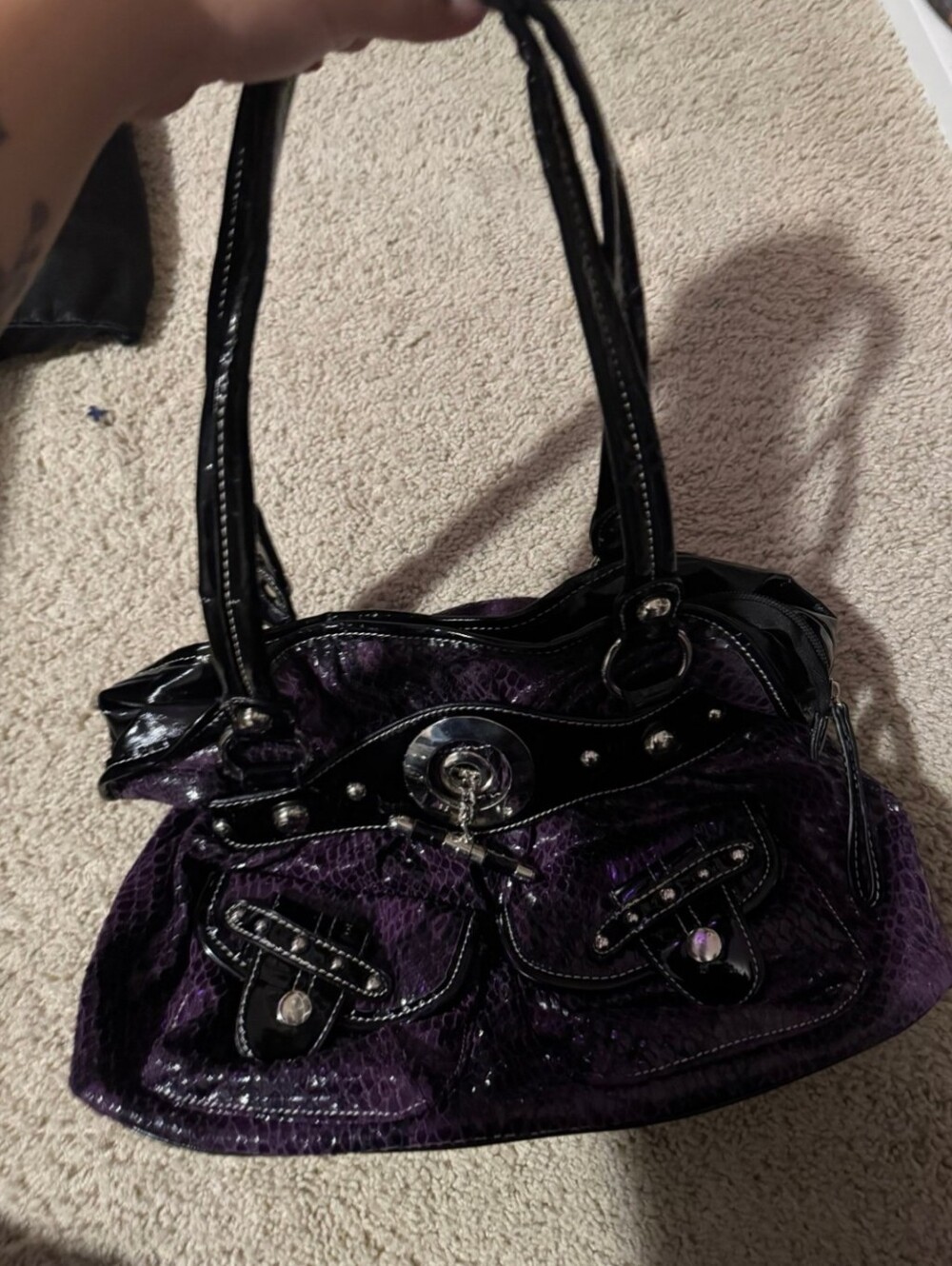 Black Patent Tote Bag - Sleek Women's Shoulder Bag